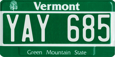 VT license plate YAY685