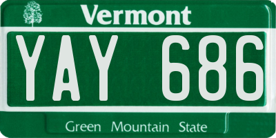 VT license plate YAY686