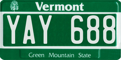 VT license plate YAY688