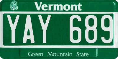VT license plate YAY689