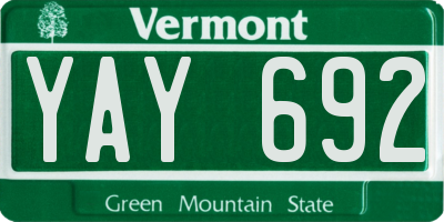 VT license plate YAY692