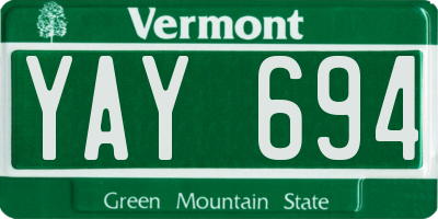 VT license plate YAY694