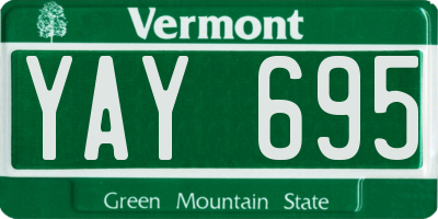 VT license plate YAY695