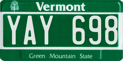 VT license plate YAY698