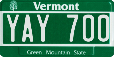 VT license plate YAY700