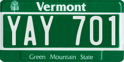 VT license plate YAY701