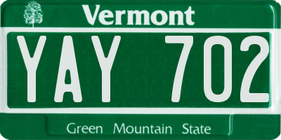 VT license plate YAY702