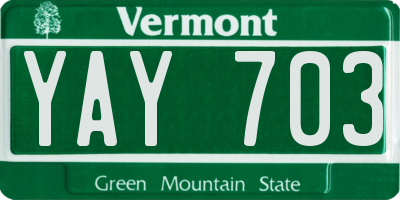VT license plate YAY703