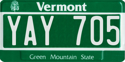 VT license plate YAY705