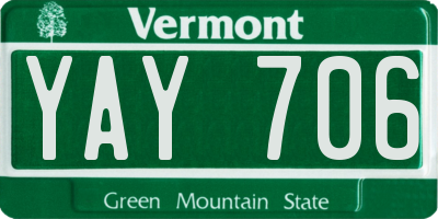 VT license plate YAY706