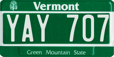 VT license plate YAY707