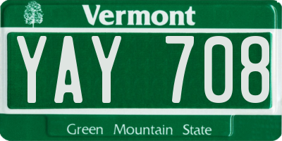 VT license plate YAY708
