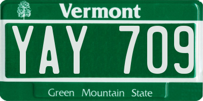 VT license plate YAY709
