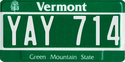 VT license plate YAY714