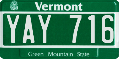 VT license plate YAY716
