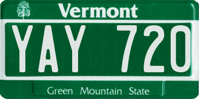 VT license plate YAY720