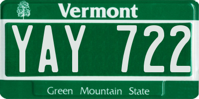 VT license plate YAY722