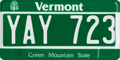 VT license plate YAY723
