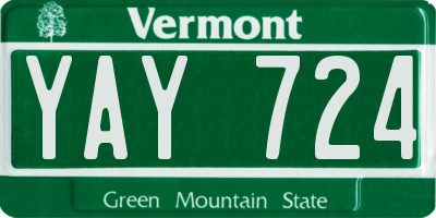VT license plate YAY724