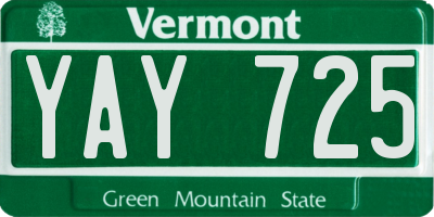 VT license plate YAY725