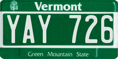VT license plate YAY726