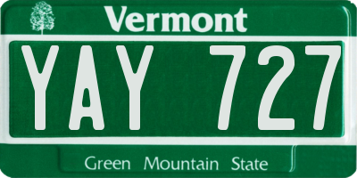 VT license plate YAY727