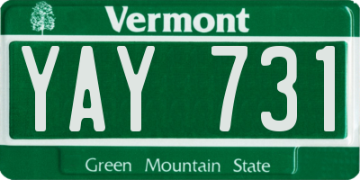 VT license plate YAY731