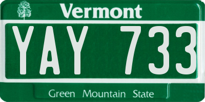 VT license plate YAY733