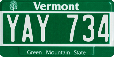 VT license plate YAY734