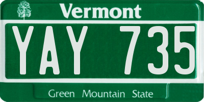 VT license plate YAY735