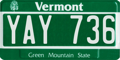 VT license plate YAY736
