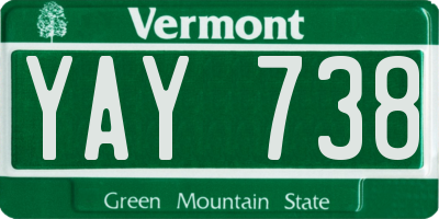 VT license plate YAY738
