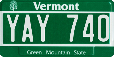 VT license plate YAY740