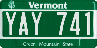 VT license plate YAY741