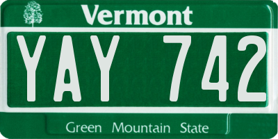 VT license plate YAY742