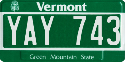 VT license plate YAY743