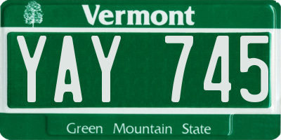 VT license plate YAY745