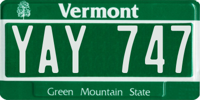 VT license plate YAY747