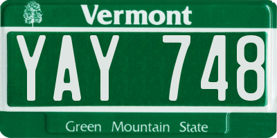VT license plate YAY748