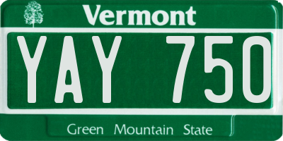 VT license plate YAY750