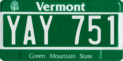 VT license plate YAY751