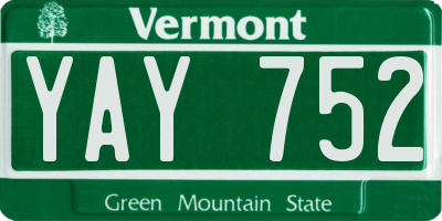 VT license plate YAY752