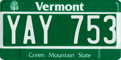 VT license plate YAY753