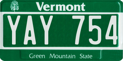 VT license plate YAY754