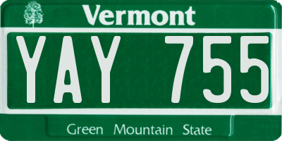 VT license plate YAY755