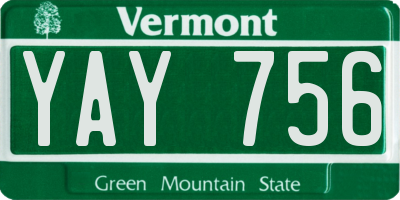 VT license plate YAY756