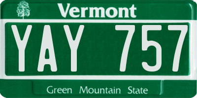 VT license plate YAY757
