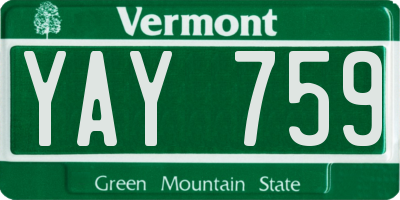 VT license plate YAY759
