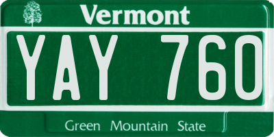 VT license plate YAY760