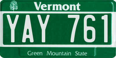 VT license plate YAY761